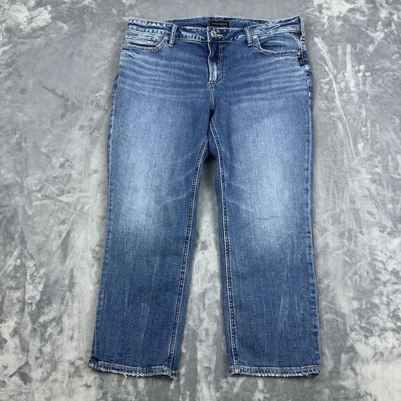 Silver Jean Co Womens Size 16 Blue Elyse Capri Jeans 24" Inseam 5 Pocket Stretch - Picture 1 of 13